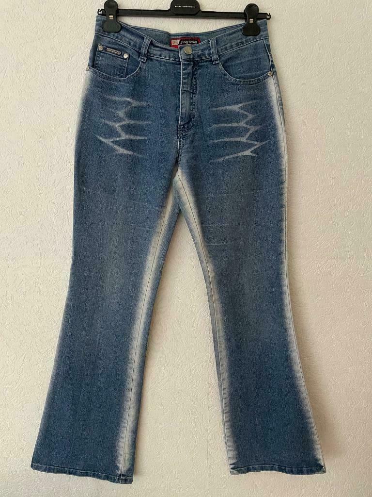 Jeans met strepen en glitters, Maat 38/40 (M), Blauw, Ophalen of Verzenden, Zo goed als nieuw