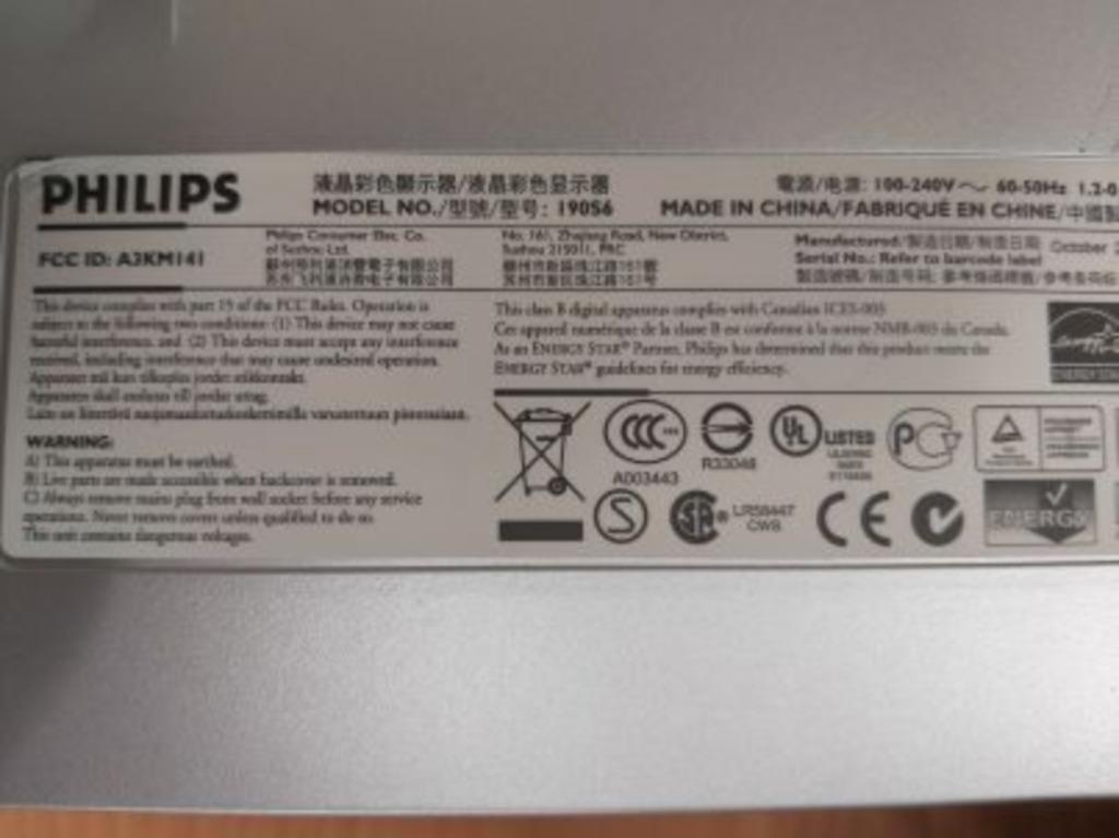 Philips monitor 190S6, Autres types, Philips, Autres résolutions, 60 Hz ou moins