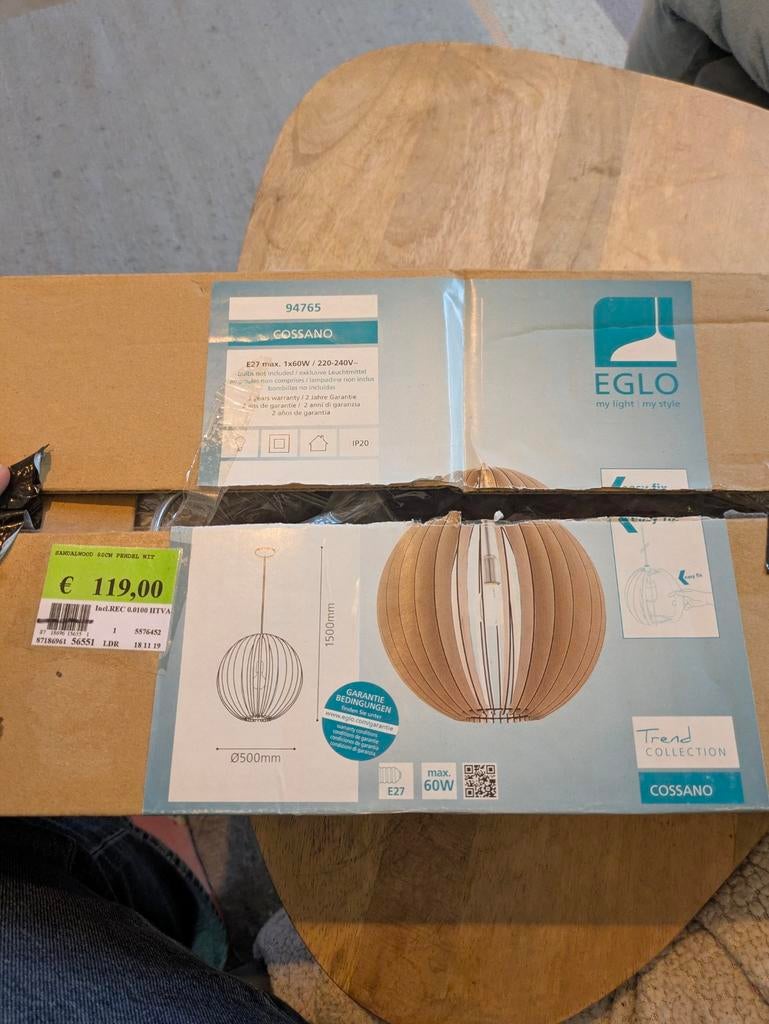 Eglo Cossano hanglamp, Enlèvement, Neuf, Bois, 75 cm ou plus