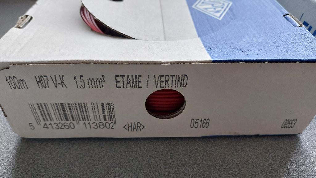 Vobst soepele vertinde kablage draad 1,5mm² (H07 V-K) rood, Enlèvement, Neuf, Câble ou Fil électrique