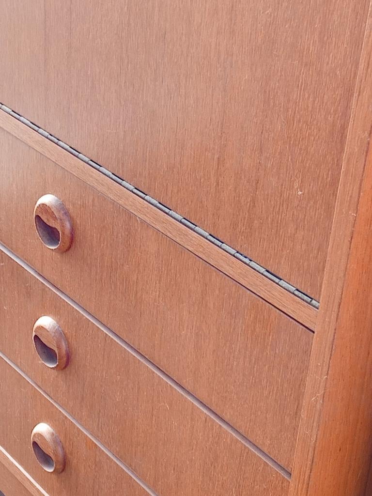 🍀 Orignal rare rétro beau meuble bar teck bureau d'appoint, Enlèvement, Utilisé, Bois