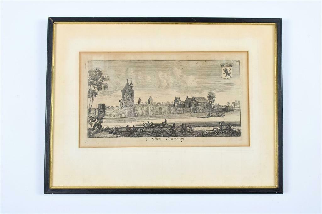 ancienne gravure 'Castellum Cantecroy' à Mortsel, 1730, Enlèvement ou Envoi