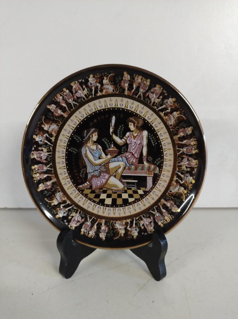 Keramisch bordje - Grieks handgemaakt - 24Kt goud, Antiek en Kunst, Ophalen of Verzenden