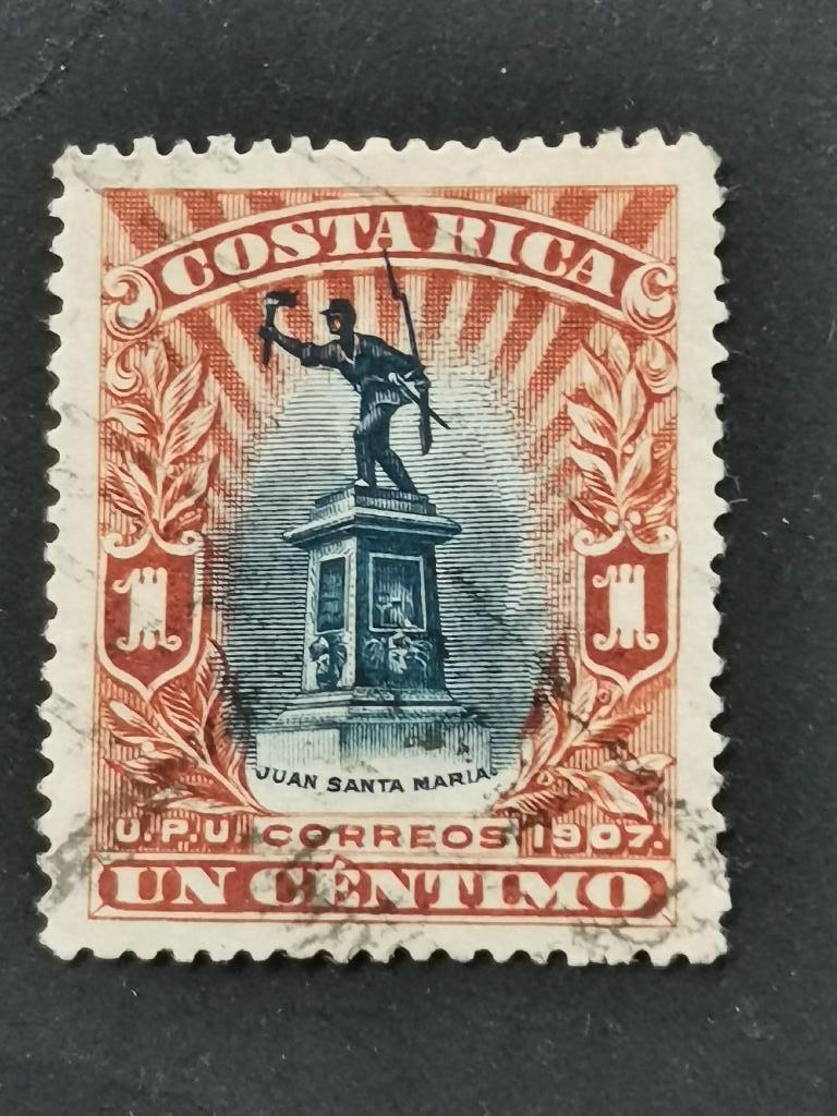 Costa Rica 1907 - standbeeld, Ophalen of Verzenden, Gestempeld, Midden-Amerika