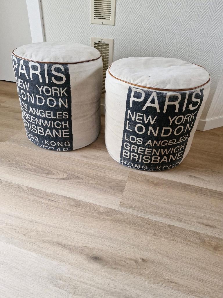 Vintage Poef, Ophalen, Minder dan 50 cm, Gebruikt, Minder dan 50 cm