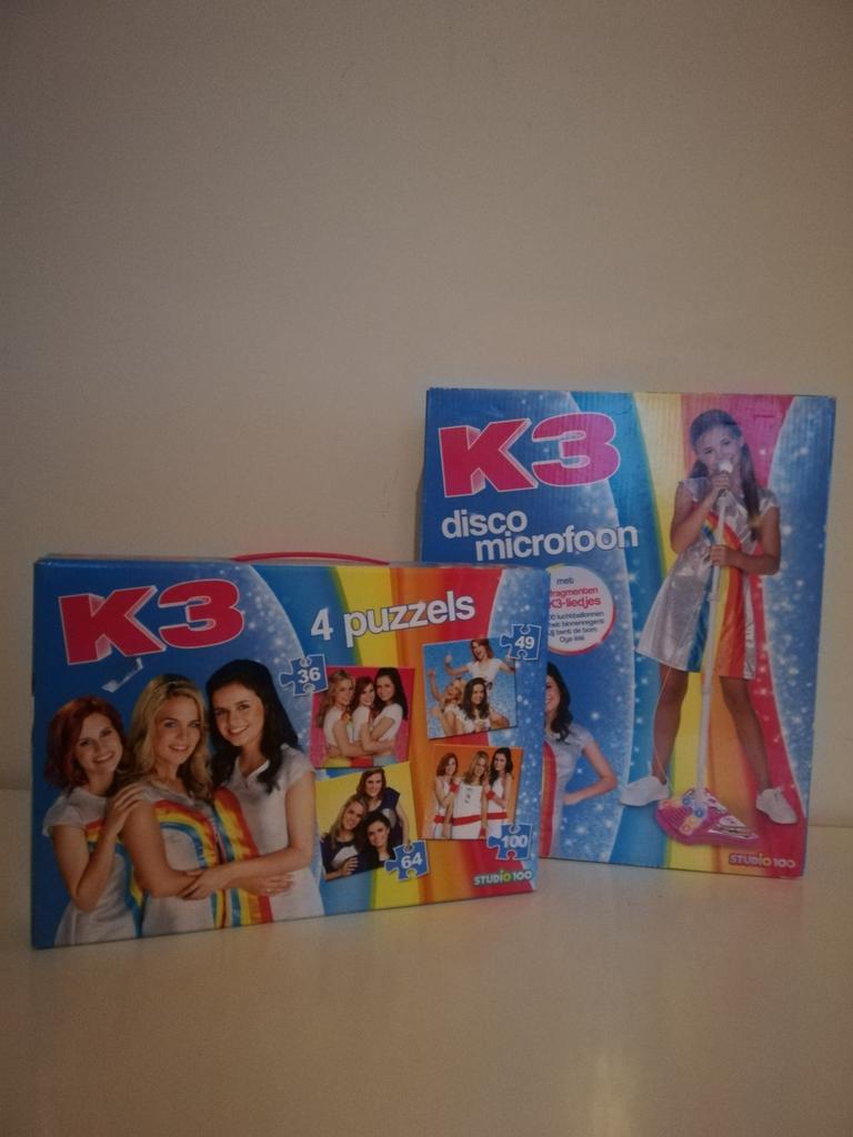 K3 disco microfoon + puzzel, Ophalen of Verzenden, Zo goed als nieuw