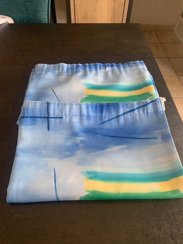 Tentures de couleur bleues,, Moins de 100 cm, Comme neuf, 100 à 150 cm, Bleu
