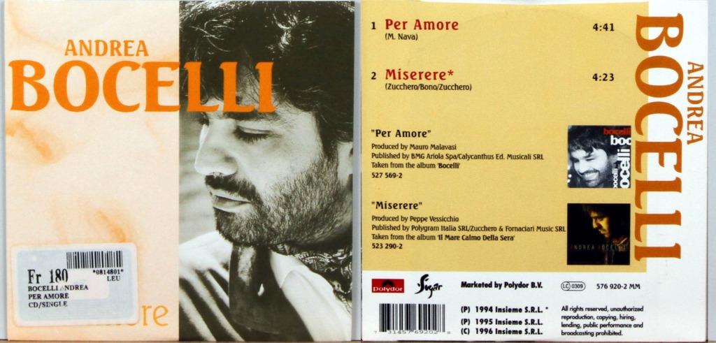 CD: Andrea Bocelli "Per Amore", Cd's en Dvd's, Ophalen of Verzenden, Gebruikt