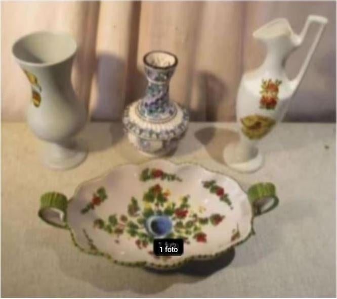 3 beaux vases anciens et 1 bol en porcelaine et céramique, Enlèvement ou Envoi