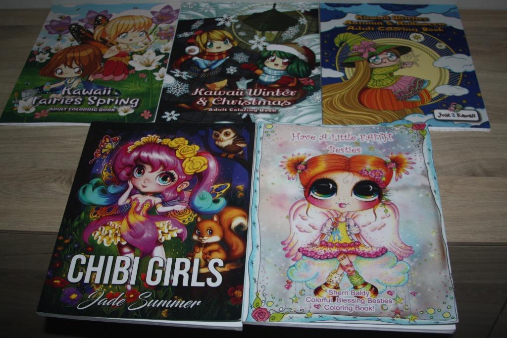 4x Adult coloring book , Kawaii , chibi girls , besties, Enlèvement ou Envoi, Comme neuf