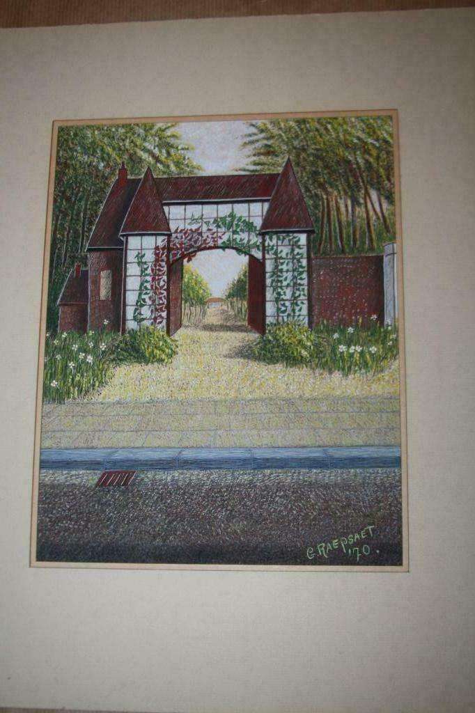 4 x originele schilderij werk van G.Raepsaet 1970-1976, Antiquités & Art, Art | Peinture | Classique, Enlèvement