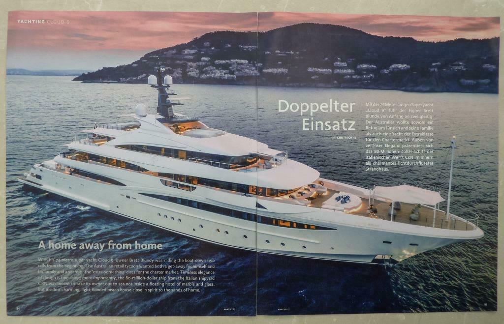 artikel 74-metre super yacht Cloud 9 Brett Blundy, Ophalen of Verzenden, Nieuw, Motorboot, Boek of Tijdschrift