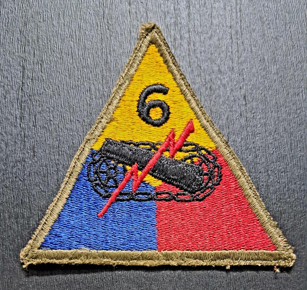 WWII US 6th Armored Division green back patch insigne, Enlèvement ou Envoi