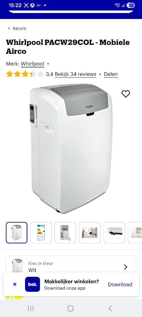 Mobiele airco Philips, Elektronische apparatuur, Airco's, Ophalen, Gebruikt, Minder dan 60 m³, Timer