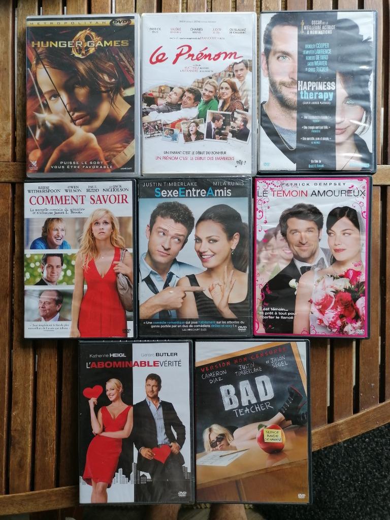 7 Dvd état neuf, comédies, Hunger games etc, Tous les âges, Enlèvement ou Envoi, Comme neuf, Comédie romantique