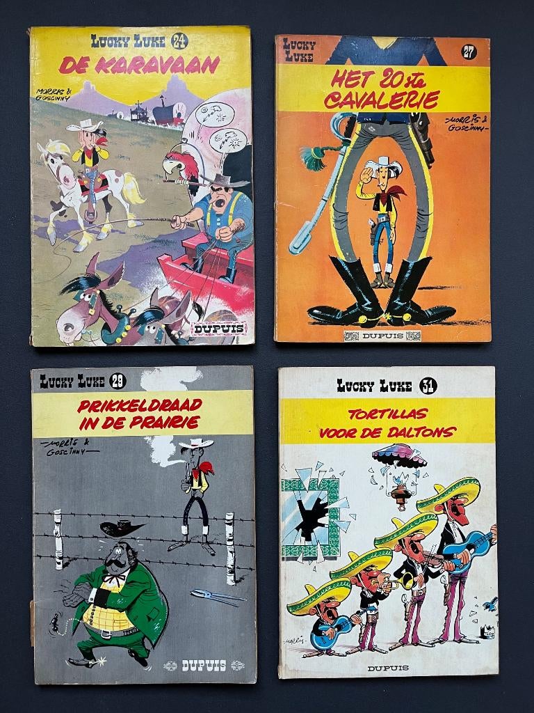 4 x LUCKY LUKE - stripverhalen ( EERSTE DRUK jaren '60 ), Boeken, Ophalen, Zo goed als nieuw, Morris / Goscinny