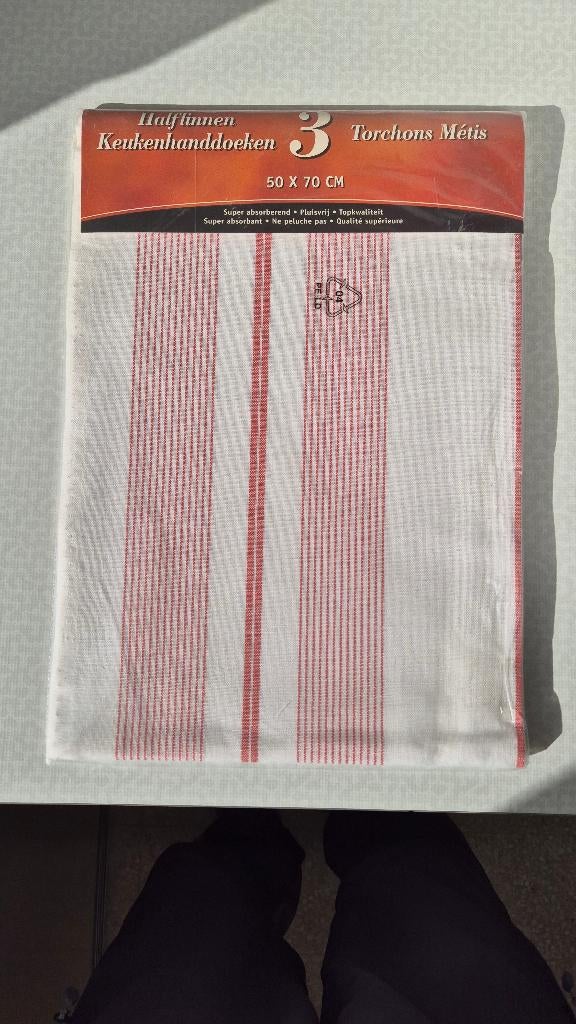 Art. 893 Halflinnen Keukenhanddoeken (Rood), Huis en Inrichting, Keuken | Textiel, Ophalen of Verzenden, Nieuw, Rood, Theedoek of Handdoek