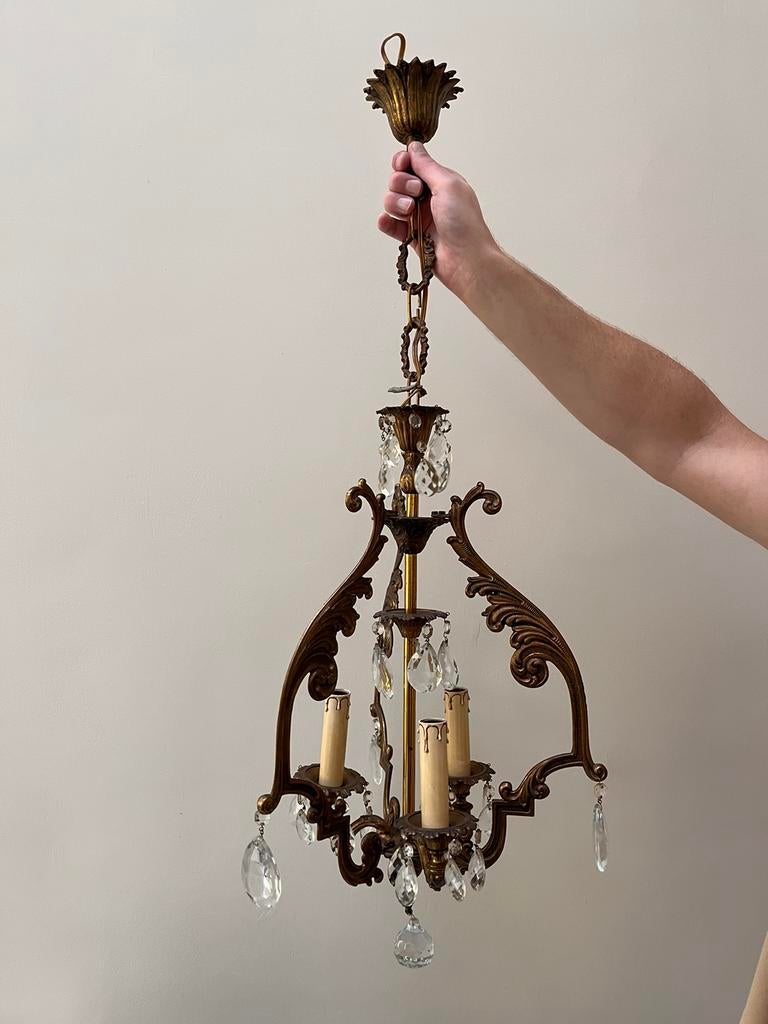 Antieke luster met Kristal, Antiek en Kunst, Ophalen