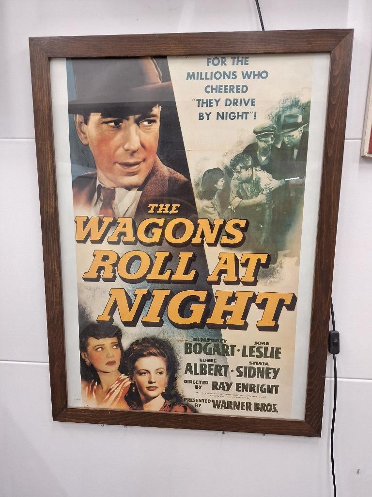 Filmposter Humphrey Bogart in kader, Ophalen, Rechthoekig Staand, Met lijst, Zo goed als nieuw