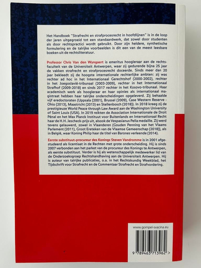 Strafrecht en strafprocesrecht in hoofdlijnen. Deel 1: Straf, Enlèvement, Utilisé, Van den Wyngaert
