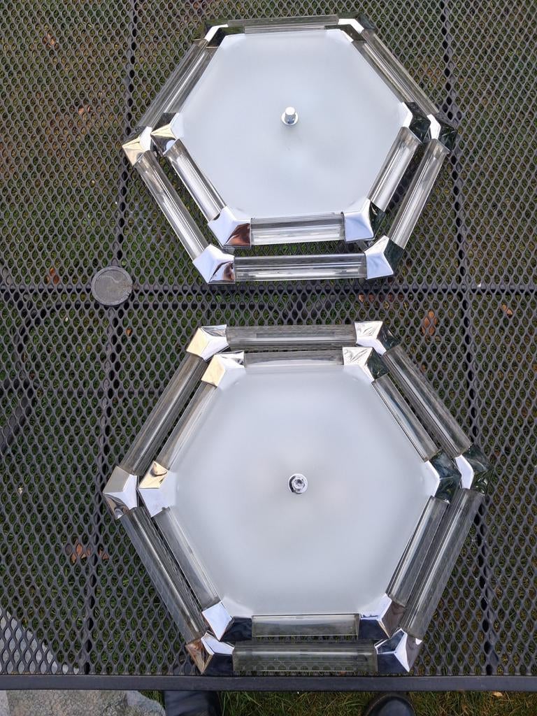 Art deco stijl glazen plafondlampen, Huis en Inrichting, Ophalen of Verzenden, Glas