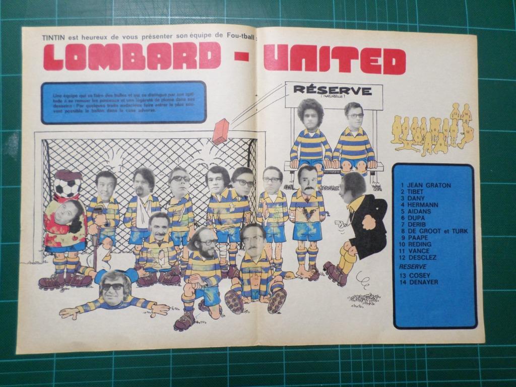 Lombard-United - poster dessinateurs journal Tintin - 1975, Enlèvement ou Envoi, Rectangulaire horizontal, A1 jusqu'à A3, Utilisé
