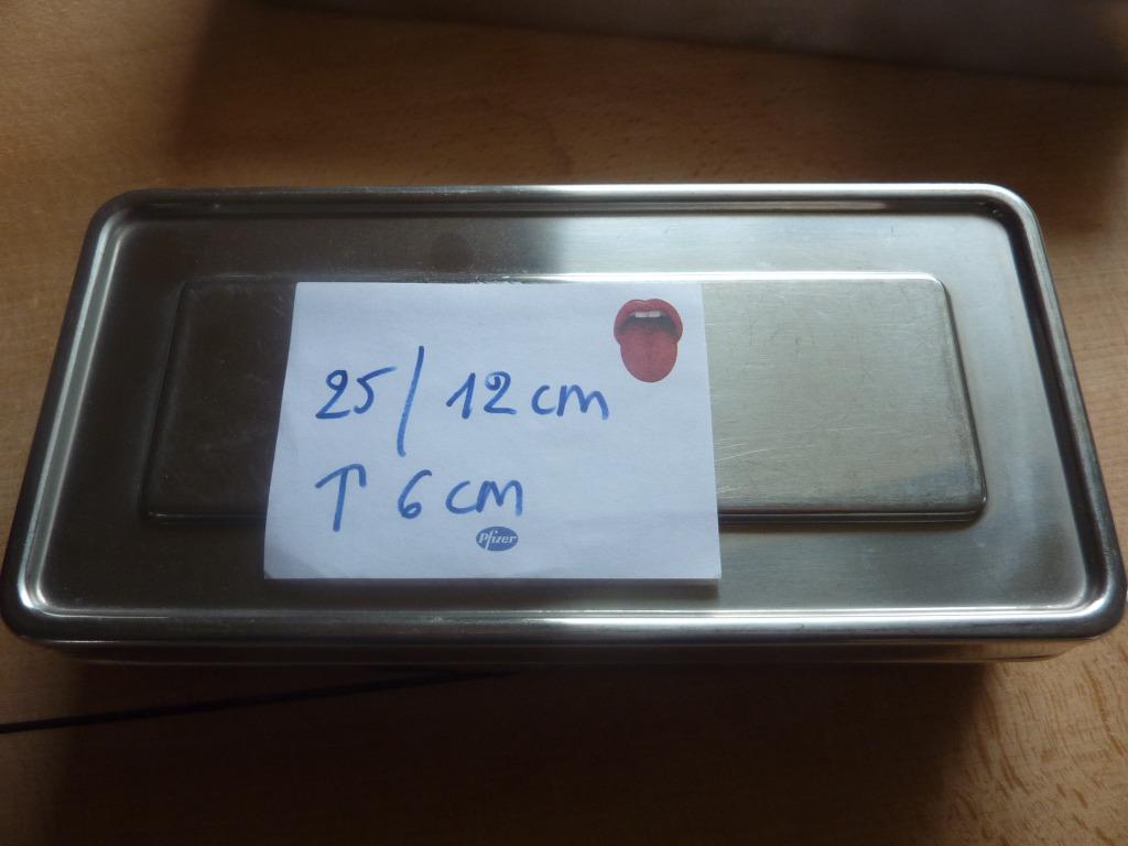 2 oude metalen inox dozen  25 / 12 / 6 cm, Enlèvement ou Envoi