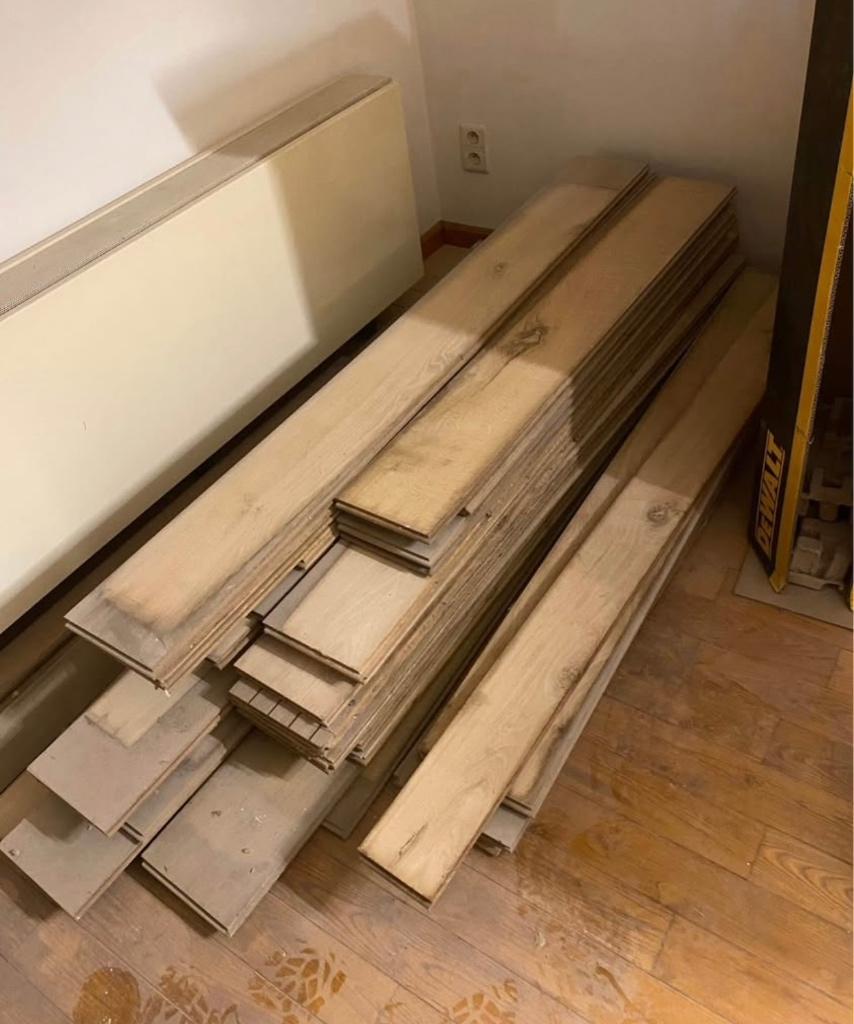 Plancher en chêne - 11m2, Moins de 200 cm, Chêne, Enlèvement, Utilisé