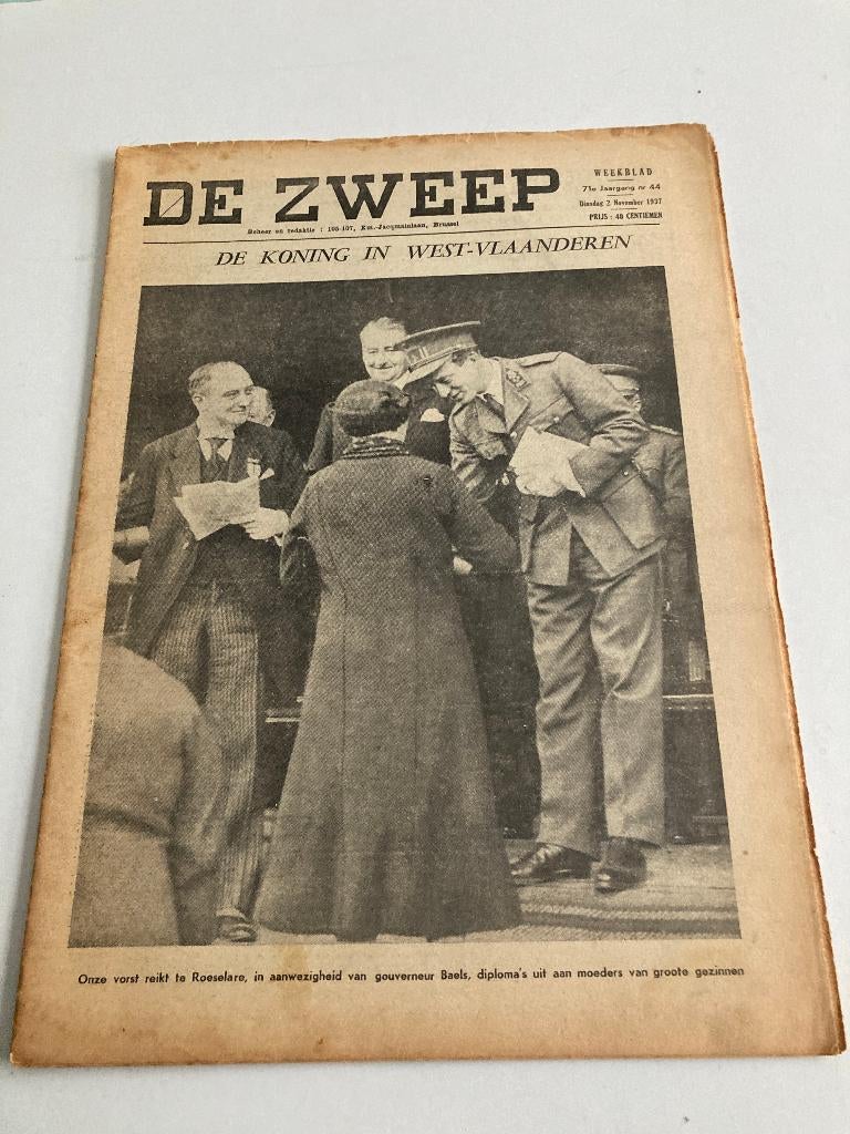 " De Zweep "nr 44 1937 : Leopold , KMI Ukkel, Sinterklaas,.., Enlèvement ou Envoi, 1920 à 1940, Journal ou Magazine
