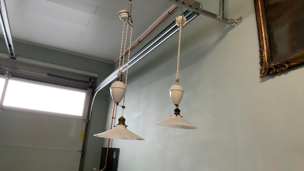 Antieke lamp met katrol, Enlèvement, Comme neuf