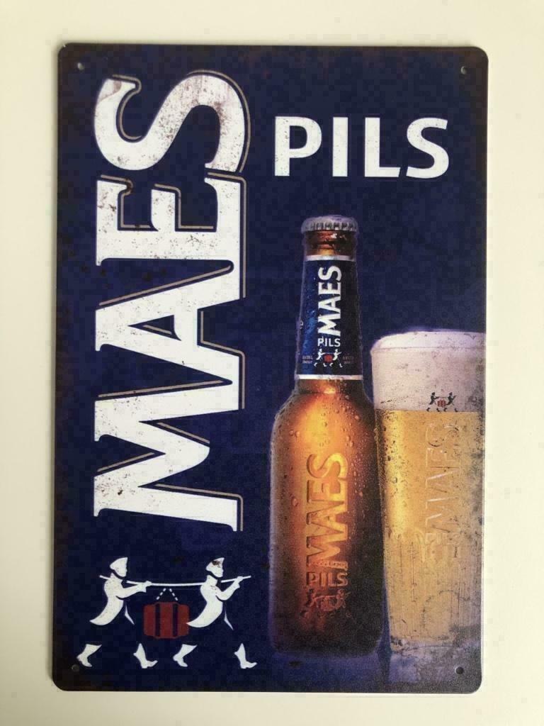 Panneau publicitaire Maes Pils Beer en métal au look vintage, Enlèvement ou Envoi, Neuf, Panneau, Plaque ou Plaquette publicitaire