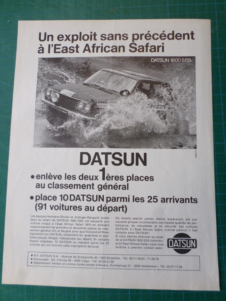 Datsun 1600 SSS - publicité papier - 1970, Verzamelen, Ophalen of Verzenden, Gebruikt, Overige typen