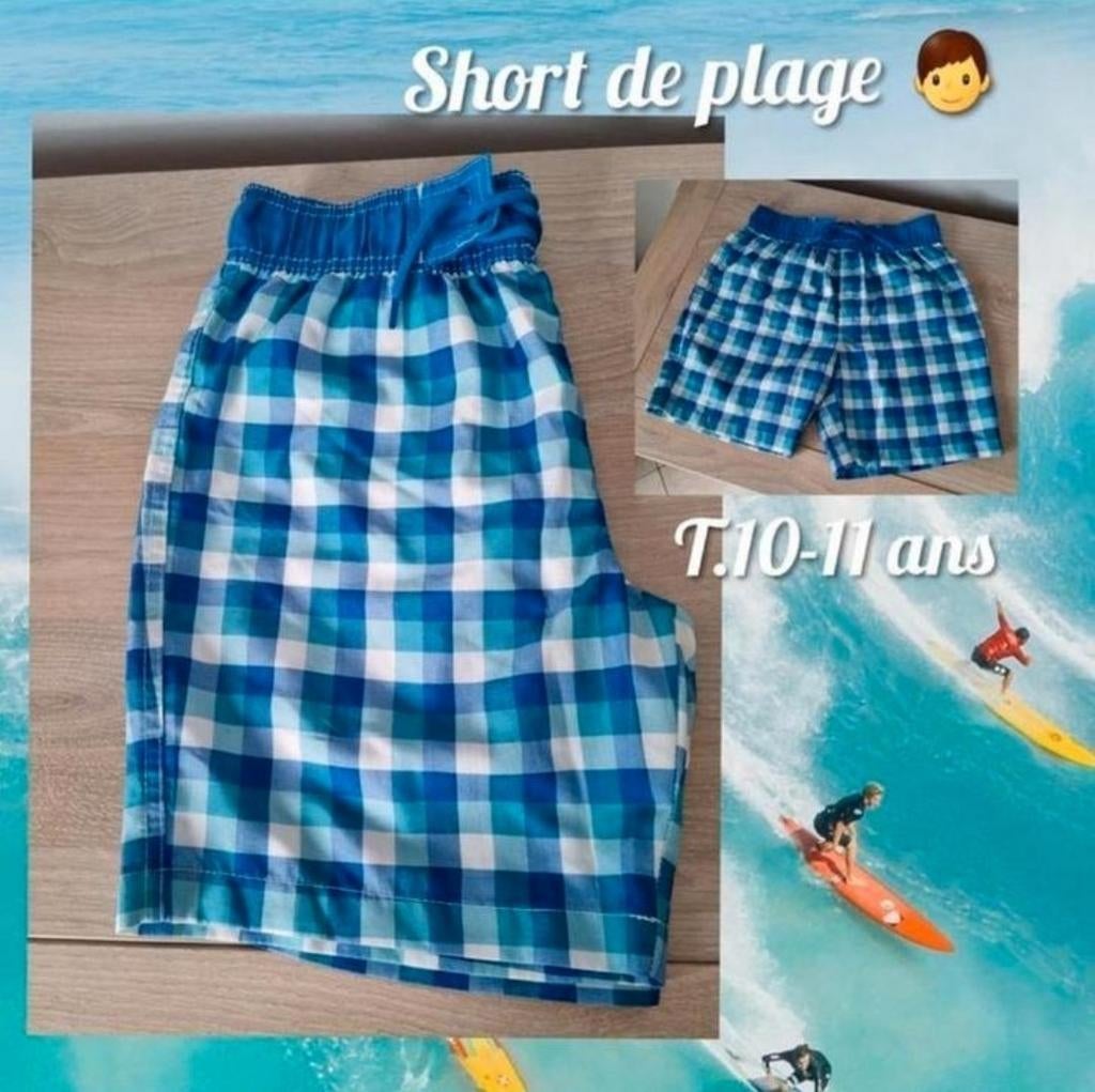 Short de bain pour garçon -bleu/blanc-T.10-11 ans, Enlèvement ou Envoi, Utilisé, Garçon, Vêtements de sport ou Maillots de bain