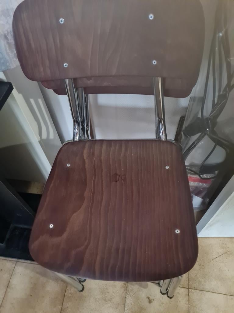 6 Vintage Stoelen Pagholz, Vintage, Brun, Enlèvement, Bois