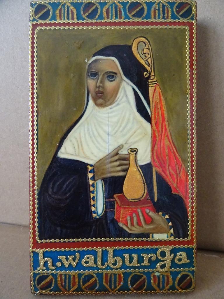 Icône peinte Icône de Sainte Walburga Icône Sainte Walburgis, Collections, Religion, Enlèvement ou Envoi, Utilisé, Autres types