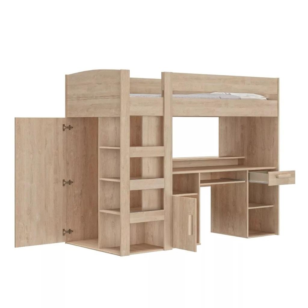 Hoogslaper met bureau en kast - perfecte staat, Ophalen, Zo goed als nieuw, Hoogslaper