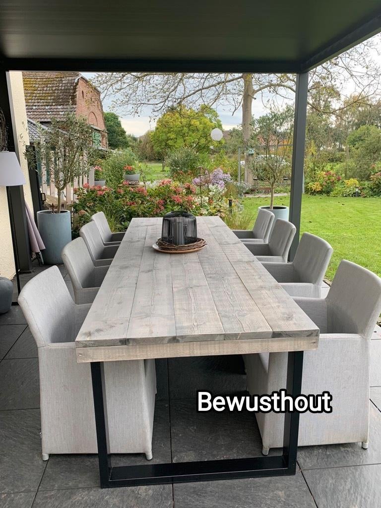 Prachtige Tuin/Eettafel van steigerhout. Gratis Bezorging!!, Tuin en Terras, Ophalen of Verzenden, Zo goed als nieuw