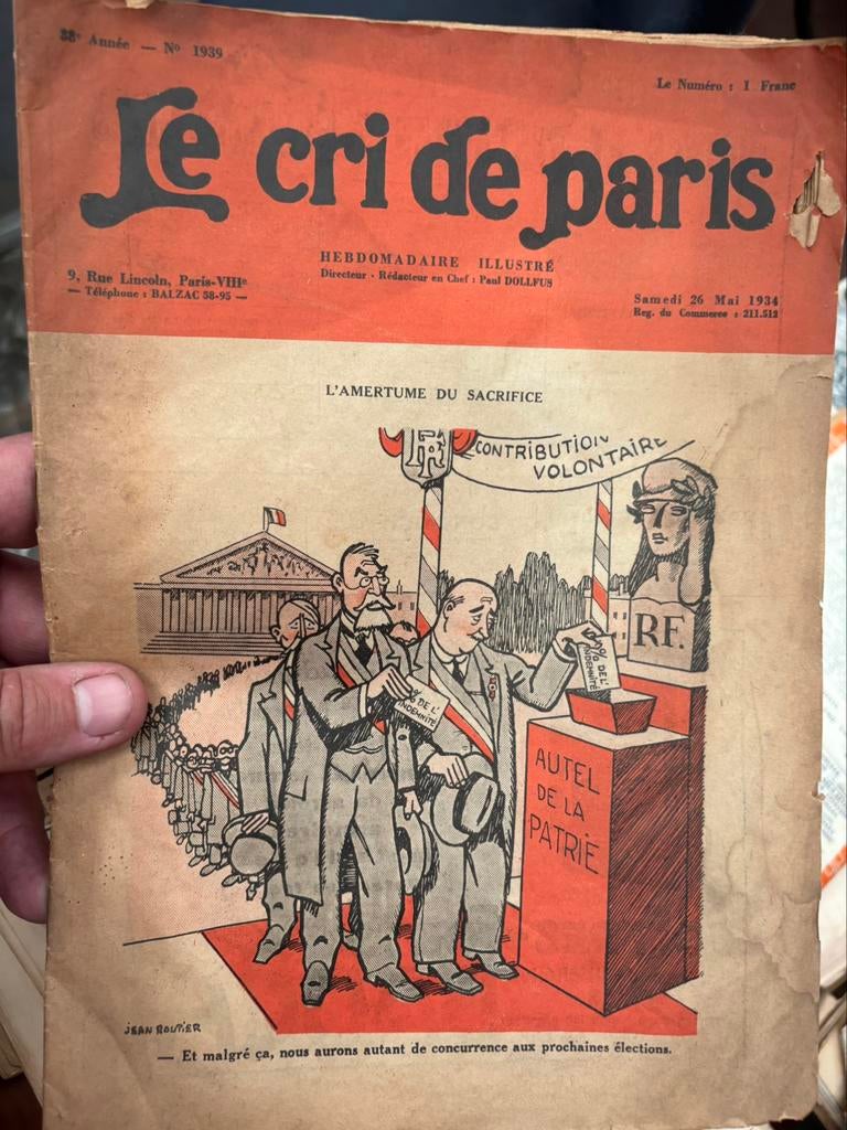 Magazine ‘le cri de Paris’ mei 1934, Ophalen of Verzenden, Andere