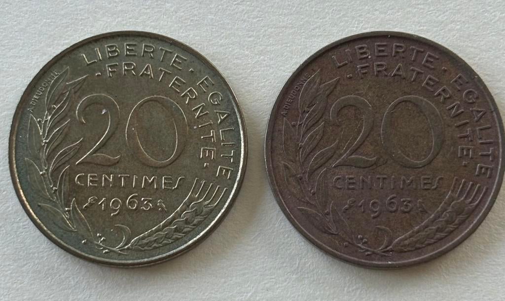 2 x 20 cent Frankrijk 1963, Ophalen of Verzenden, Frankrijk, Losse munt
