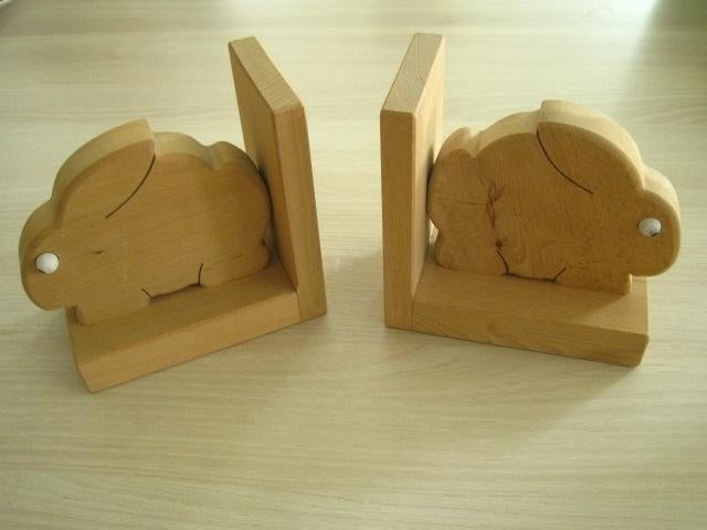 Houten boekensteunen met konijntjes, Kinderen en Baby's, Ophalen of Verzenden, Gebruikt, Overige typen