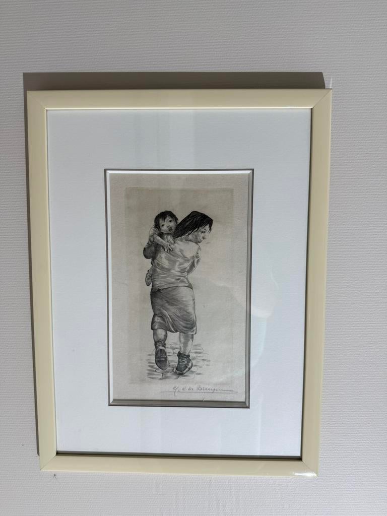 Burijngravure “Havenmeisje” – Gustaaf De Bruyne (1954), Antiek en Kunst, Ophalen