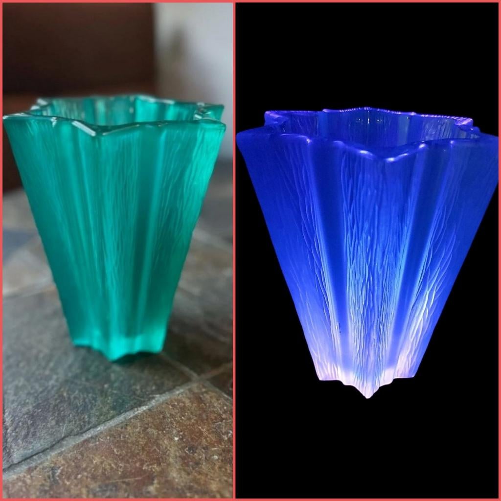 Walther-Glas - Vaas - Glas - Turkooizen vaas, Ophalen of Verzenden