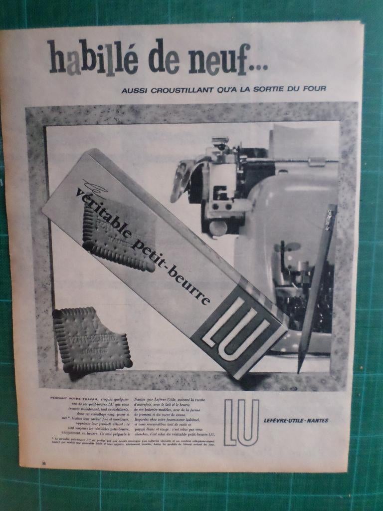 Lu biscuits - publicité papier - 1957, Enlèvement ou Envoi, Utilisé, Autres types