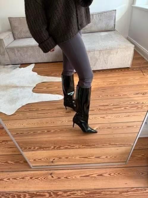 Laklaarzen nieuw zwart mt 37, nu gratis verzending per post, Kleding | Dames, Hoge laarzen, Verzenden, Zwart, Nieuw