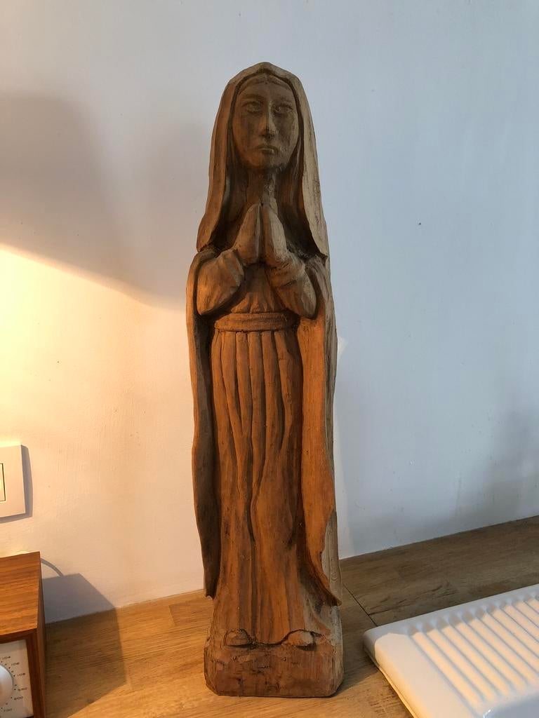 OL VROUW BEELD  MADONNA HOUT HOUTSNIJWERK, Antiek en Kunst, Antiek | Religieuze voorwerpen, Ophalen of Verzenden