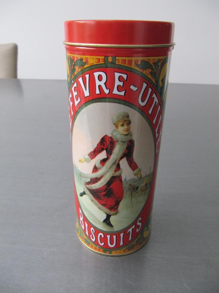 antieke blikken koekjesdoos, cilindervormige doos,..., Verzamelen, Blikken, Ophalen of Verzenden, Gebruikt, Koek(jes), Overige merken