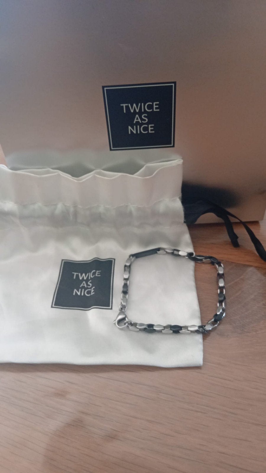Zwart - Zilver Jongens armbandje Twice As Nice, Ophalen, Zo goed als nieuw, Zilver