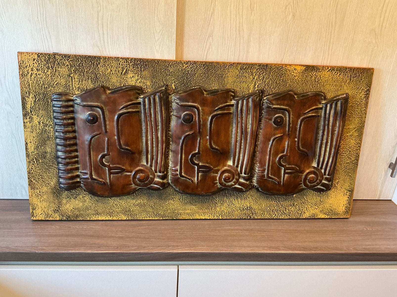 Vintage brutalist kunstwerk spanje cadiz 1974, Antiek en Kunst, Kunst | Overige Kunst, Ophalen