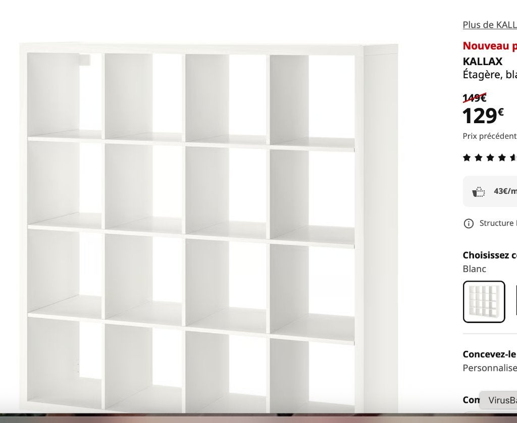 GRATUIT avec le lot Expedit Kallax 4x4 IKEA + accessoires, 25 à 50 cm, Enlèvement, Utilisé, 100 à 150 cm