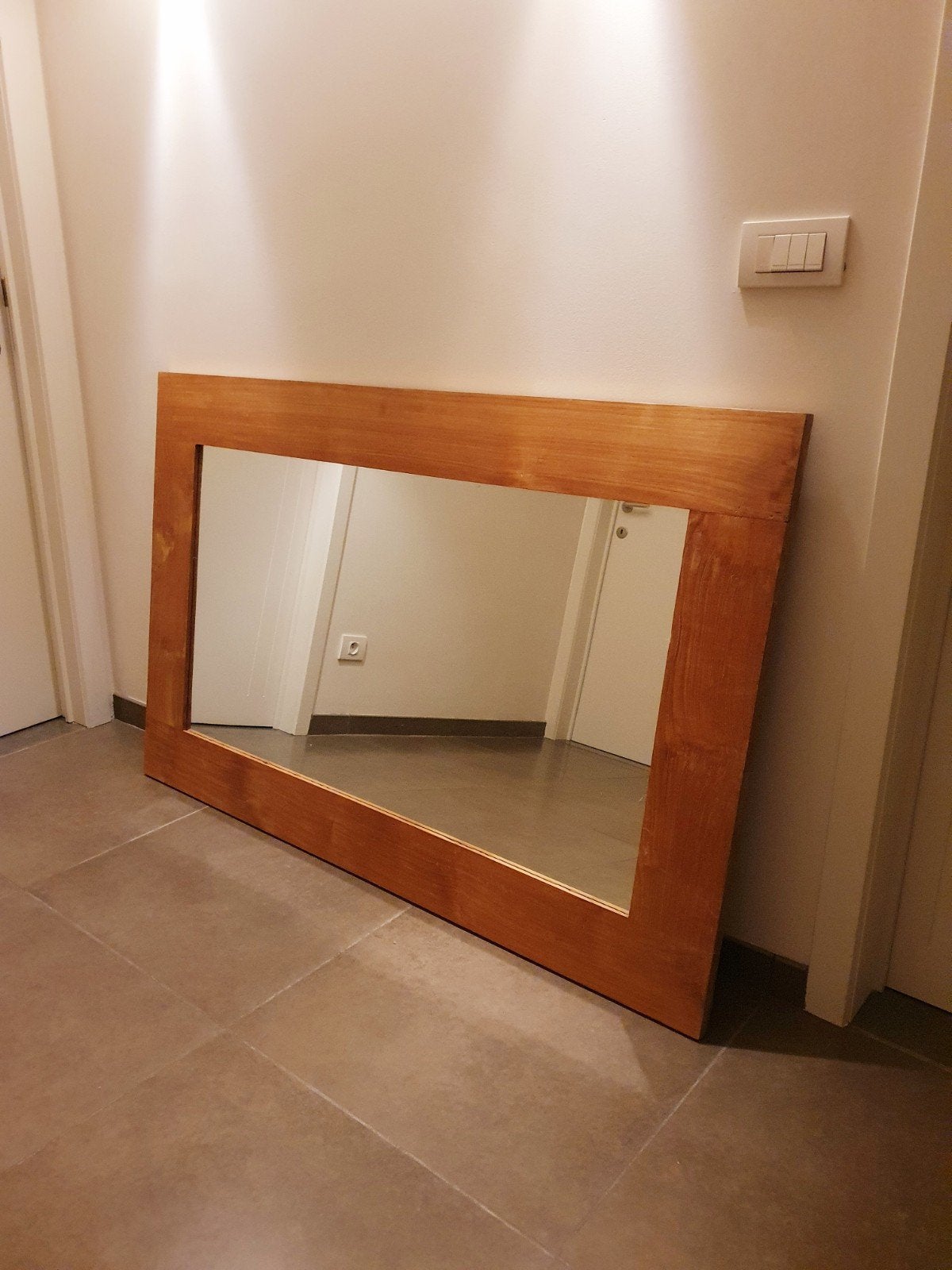 Prachtige houten spiegel, Huis en Inrichting, Woonaccessoires | Spiegels, Ophalen, 125 cm of meer, Zo goed als nieuw, Minder dan 100 cm